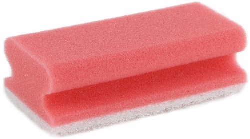 Schuurspons handgreep rood/wit