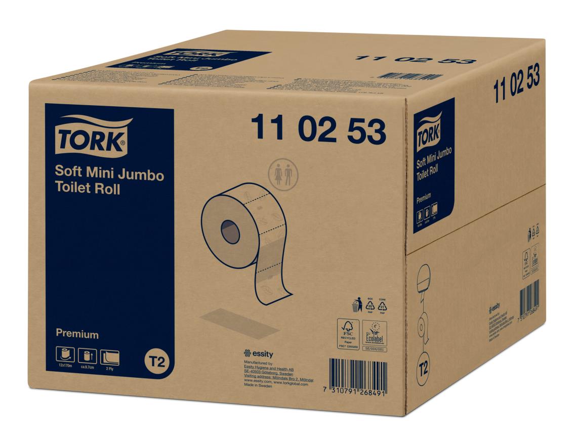Tork Soft Mini Jumbo toiletrol 2-lgs wit 12 rol á 170m. (T2)