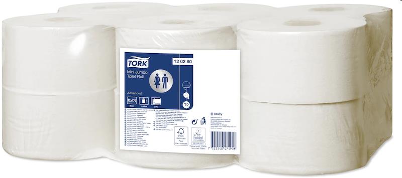 Tork Mini Jumbo toiletrol 12x170m. wit 2-lgs (T2)