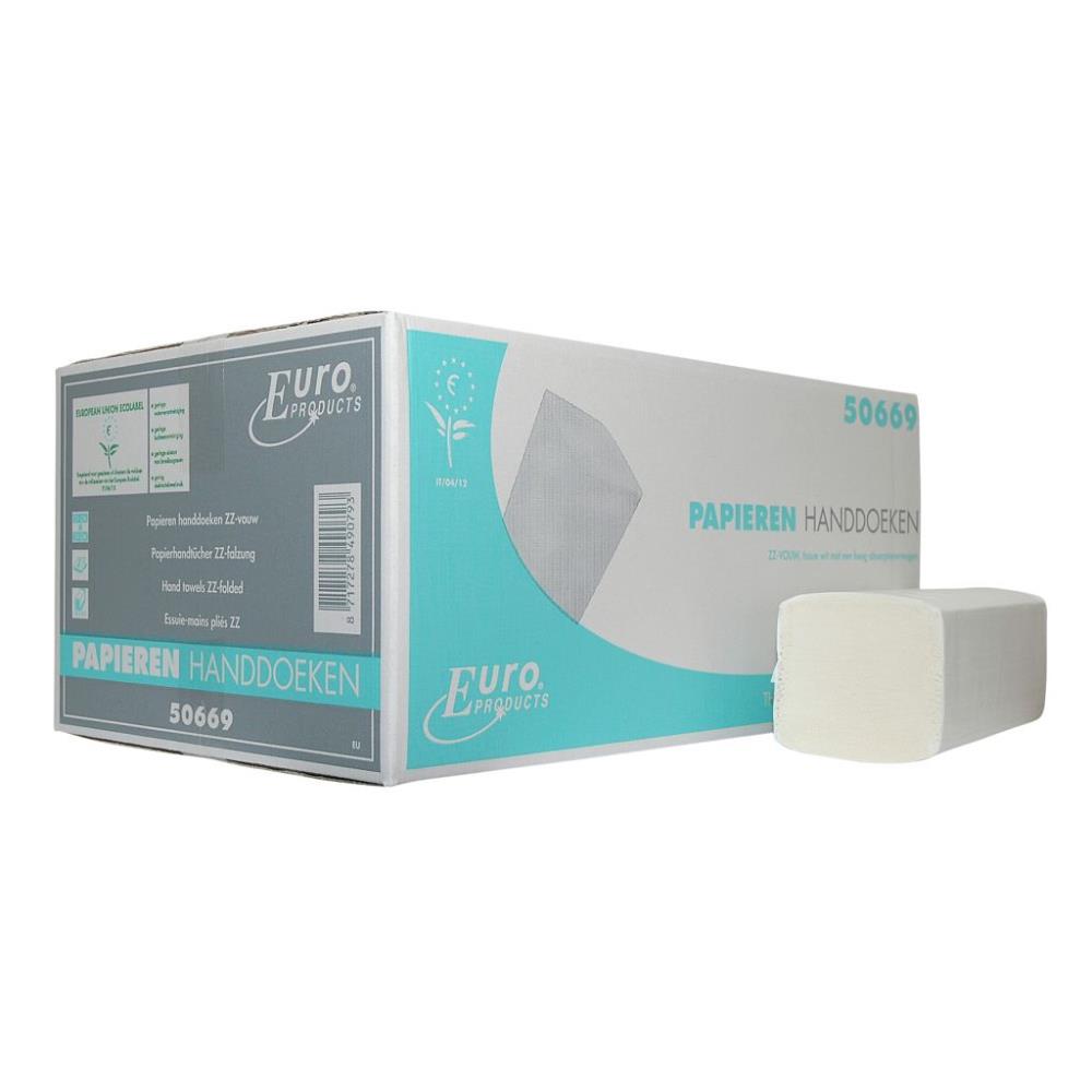 Euro handdoekpapier Z-vouw tissue cellulose wit 2-lgs 20x160 st