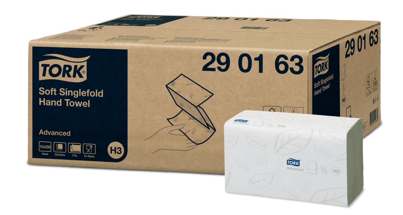 Tork Soft Singlefold handdoekpapier 2-lgs wit 15x250V (H3)