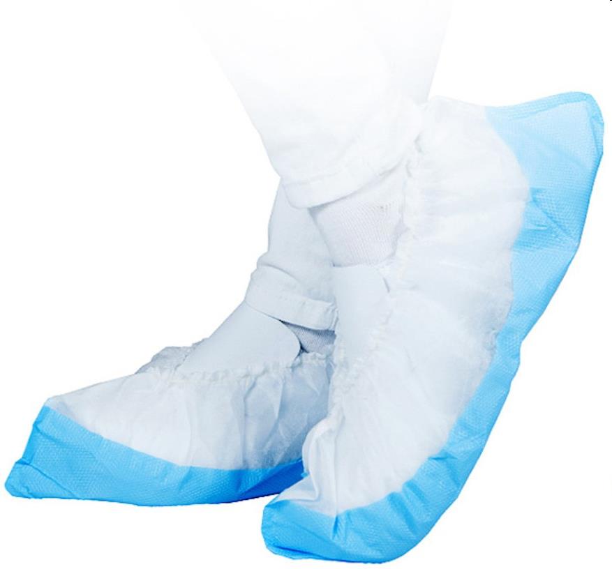 Cleanroom Witte overschoen van Polypropyleen met geruwde CPE zool 50st