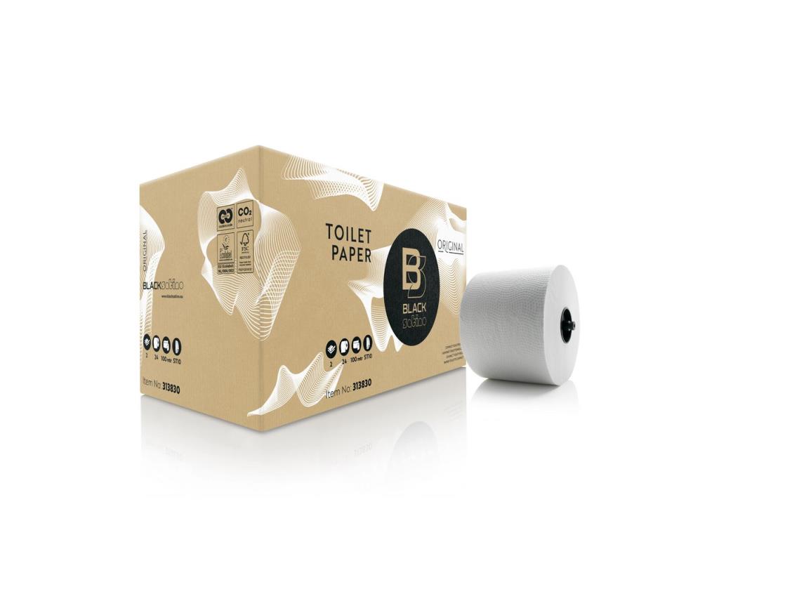 BlackSatino toiletpapier Systeemrol met dop 24x100m.