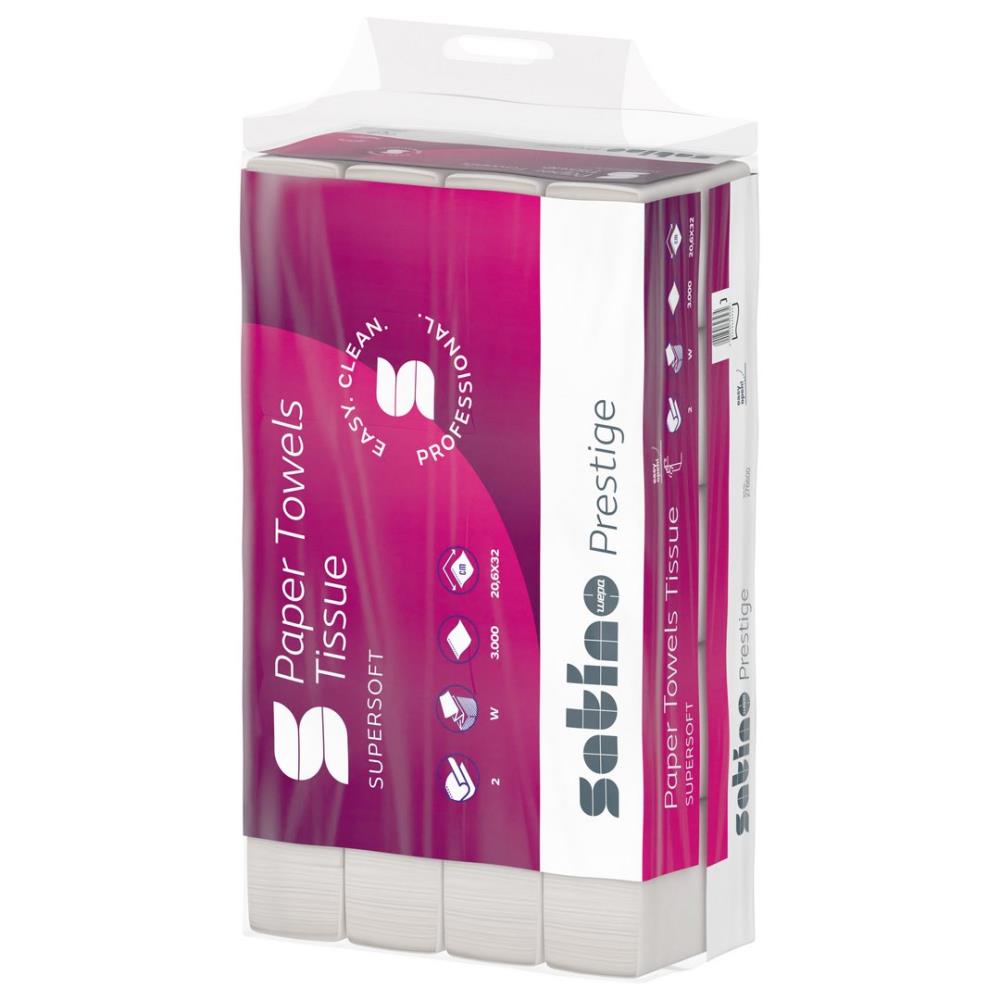 Satino Prestige Handdoekpapier Cellulose wit 2 lgs 20.6x32 cm