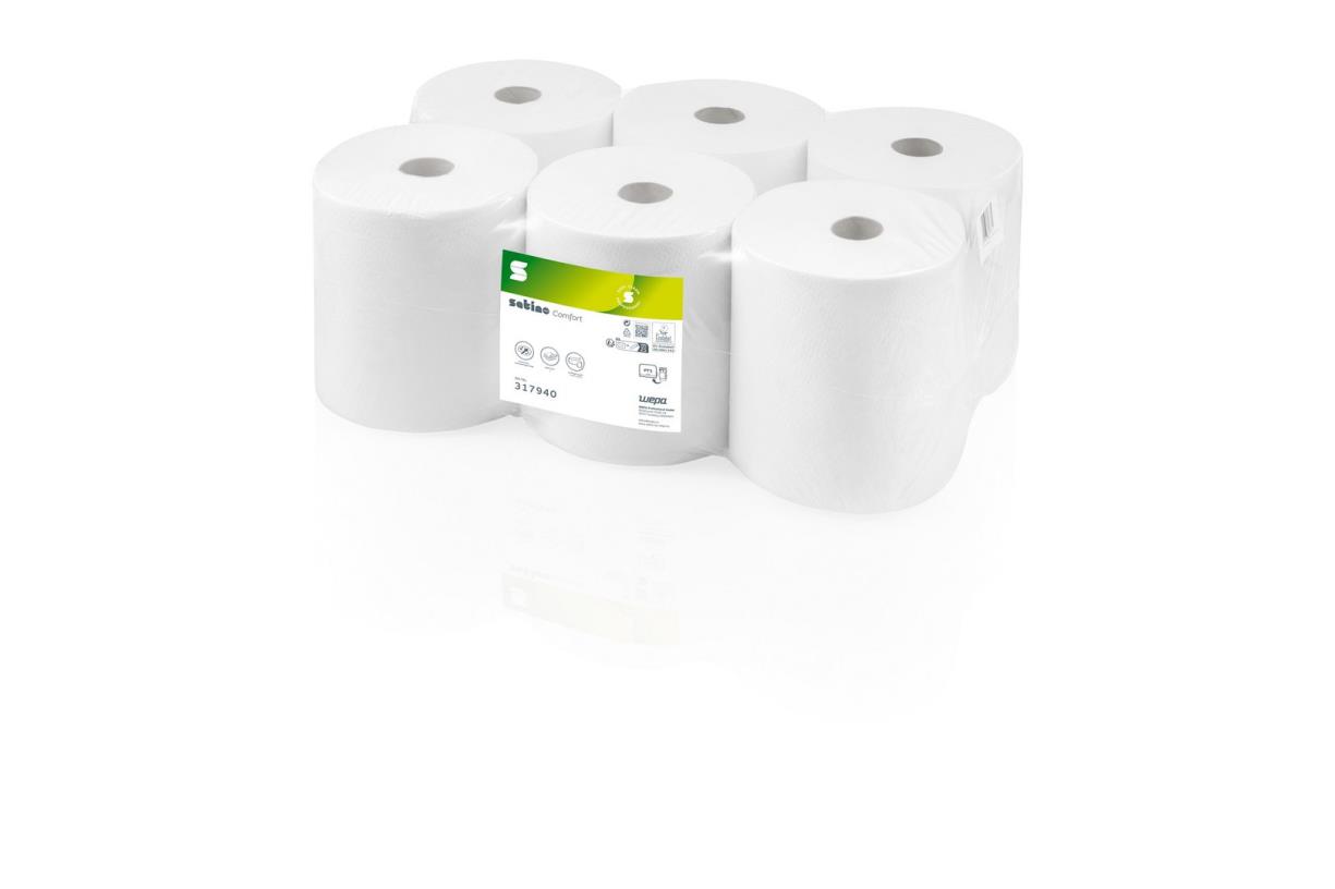 Satino Comfort, recycling Handdoekrollen 6x150 mtr 2-Laags