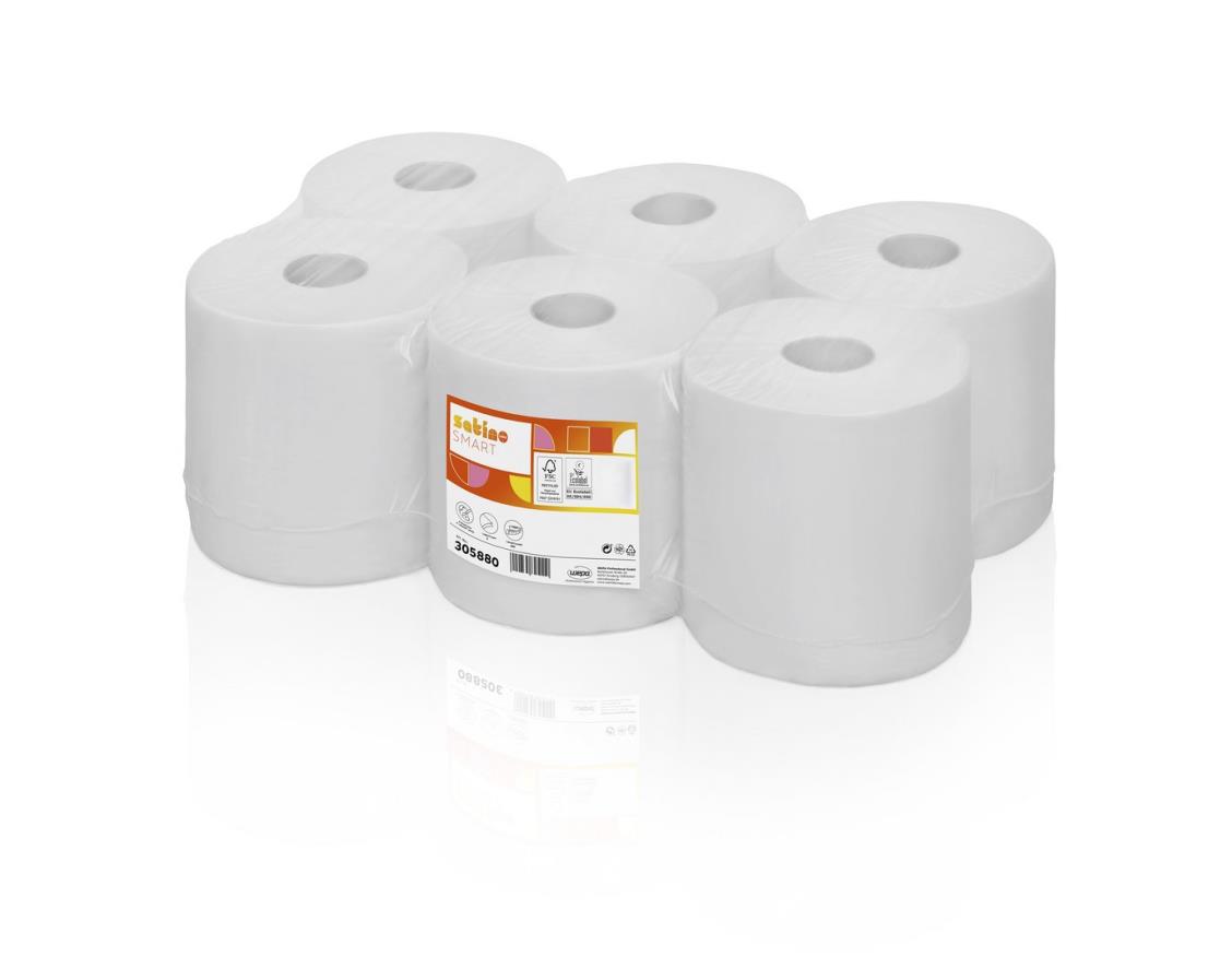 Satino Comfort Midi poetsrollen blanco 1-lgs 6x300Mtr.