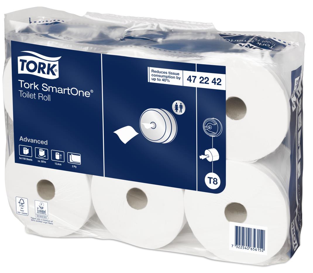 Tork SmartOne Midi toiletpapier 2-lgs wit 6x207Mtr. (T8)