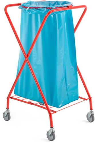 ROBBY - X-trolley met ronde afvalzakhouder 120L met kunstof zwenkwielen Ø 80 mm