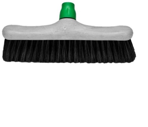 Zaalbezem kunststof gemengd haar 30cm incl. steelhouder