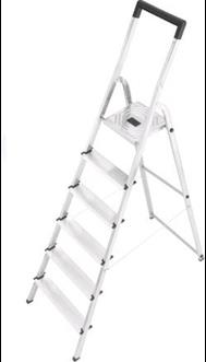 Hailo aluminium huishoudtrap L40 5 treden en plateau